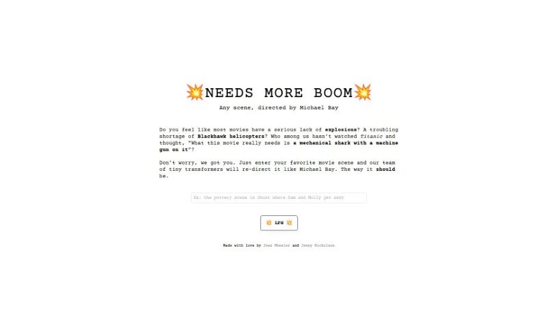 Screenshot of NEEDS MORE BOOM