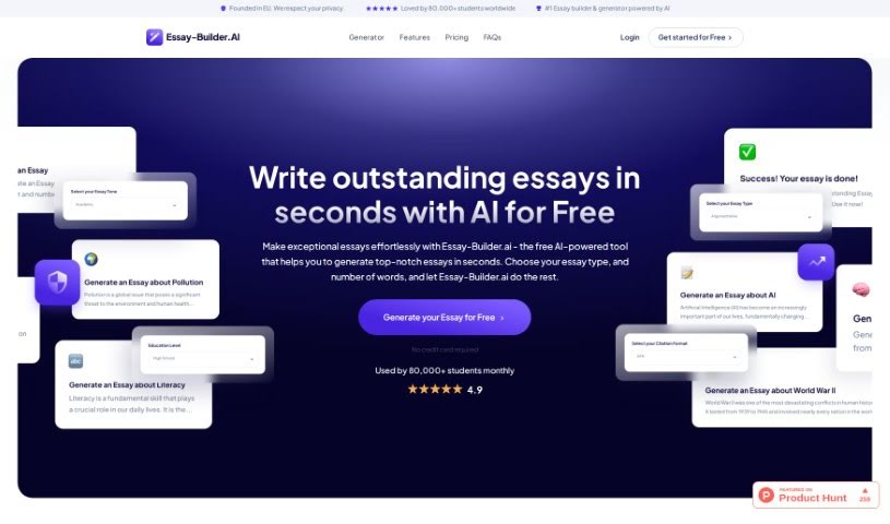 Screenshot of Essay-Builder.ai