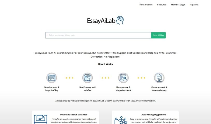 Screenshot of Essayailab