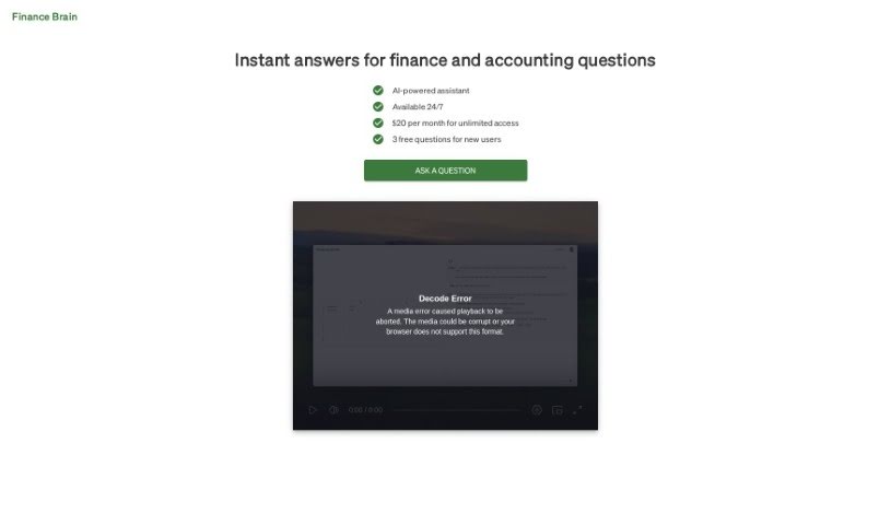 Screenshot of Finance Brain