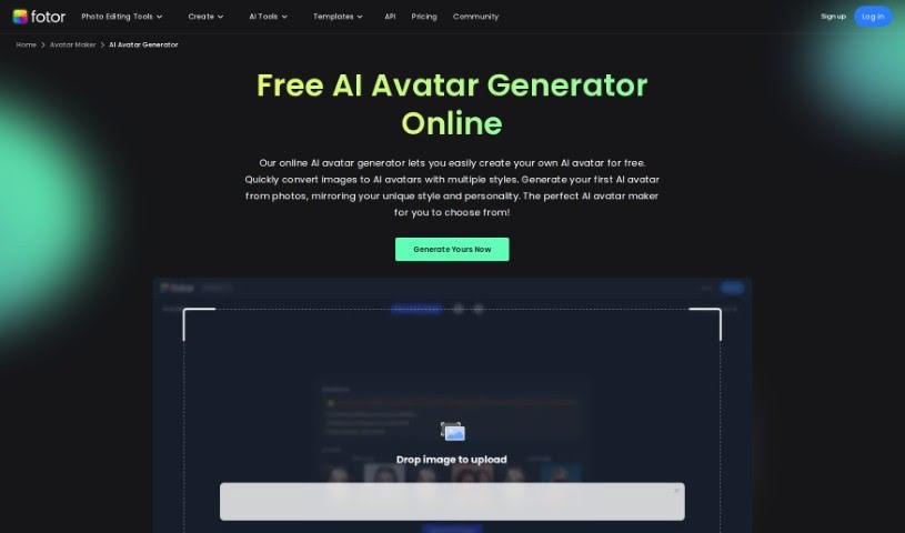 Screenshot of Fotor AI Avatar Generator