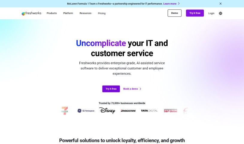 Screenshot of Freshworks