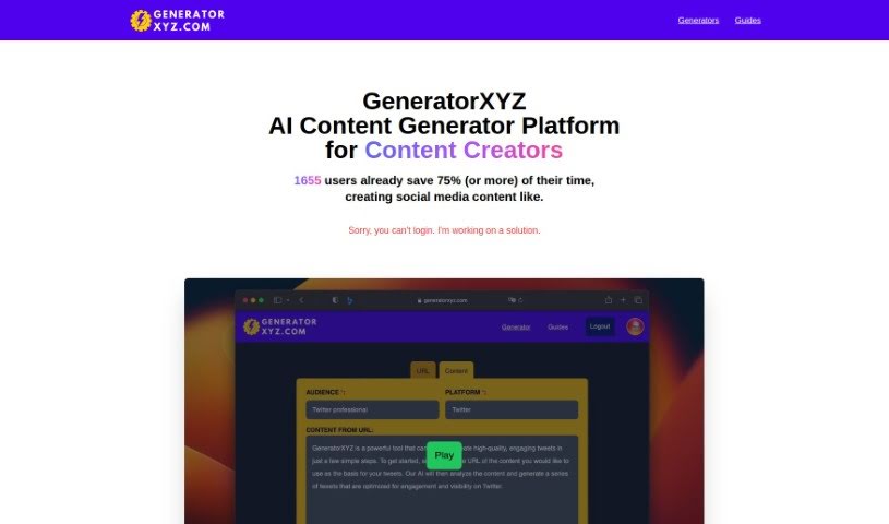 Screenshot of Generator XYZ