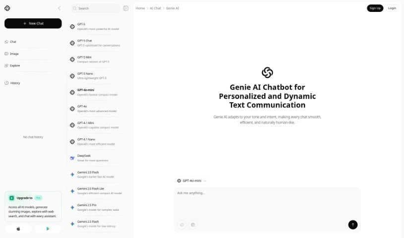 Screenshot of Genie AI