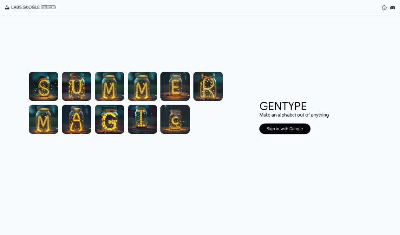 Screenshot of GenType by Google