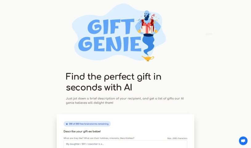 Screenshot of Gift Genie AI