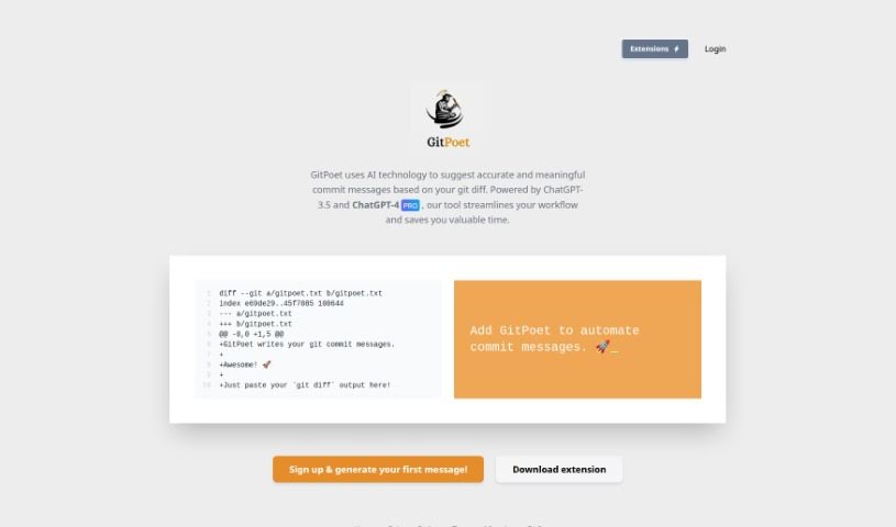 Screenshot of GitPoet