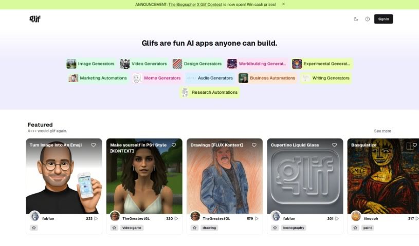 Screenshot of Glif