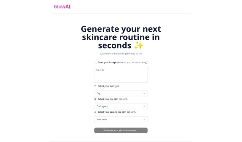 Screenshot of Glowai