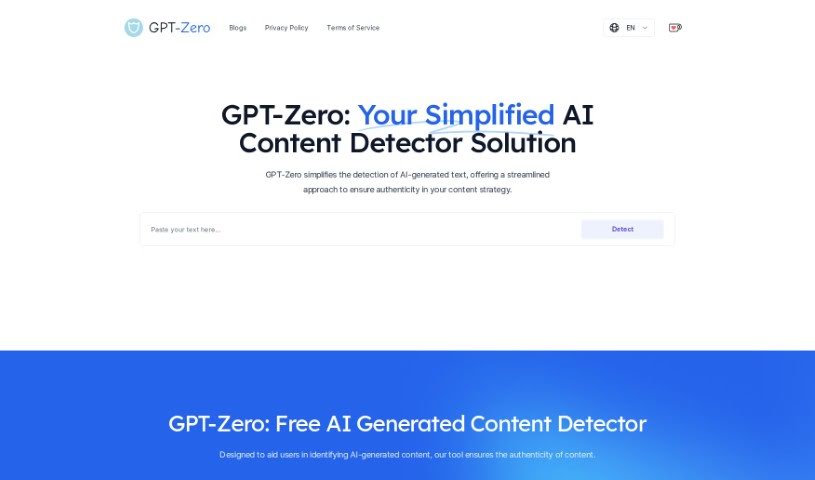 Screenshot of Gptzero.cc