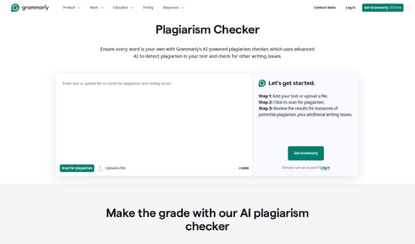 Screenshot of Grammarly AI Plagiarism Checker