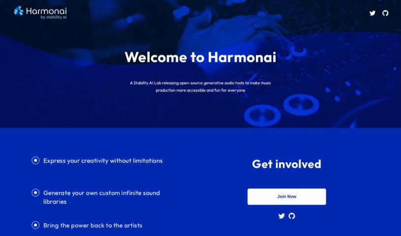 Screenshot of Harmonai.org