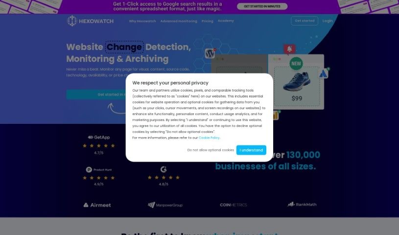 Screenshot of Hexowatch