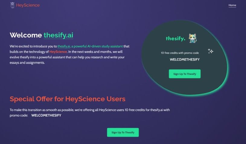 Screenshot of HeyScience