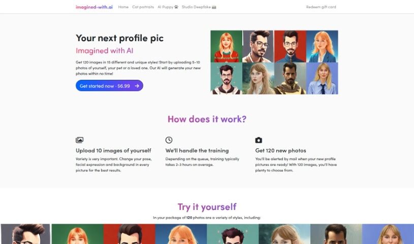 Screenshot of Imagined with AI