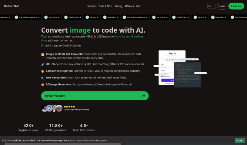 Screenshot of IMG2HTML