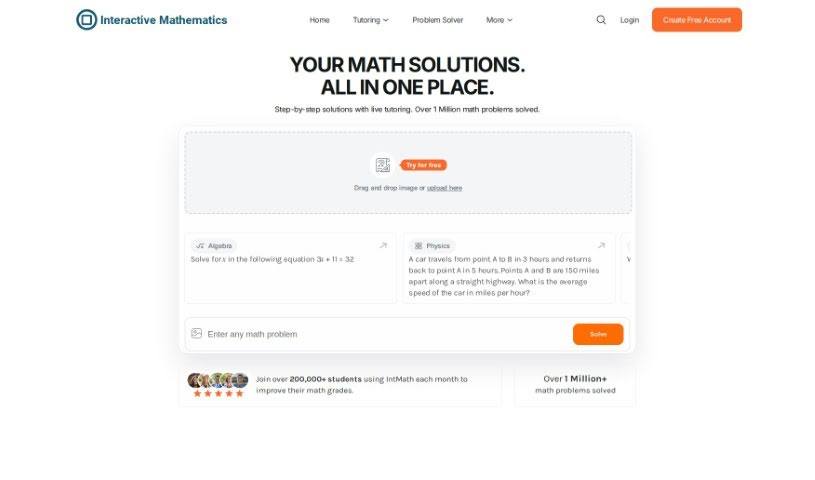 Screenshot of Interactive Mathematics AI Problem Solver