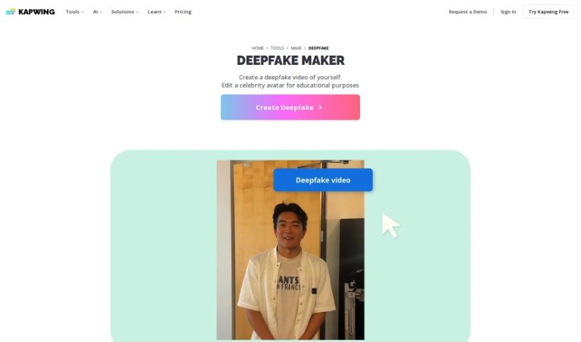 Screenshot of Kapwing AI Deepfake
