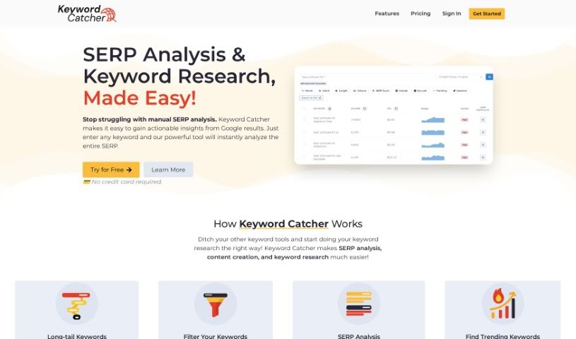 Screenshot of Keyword Catcher