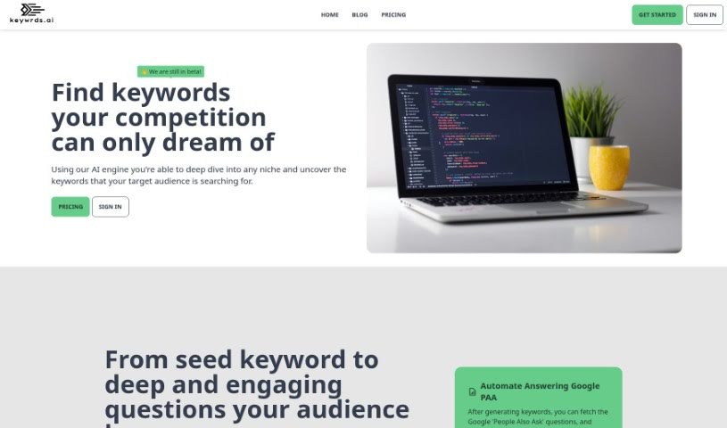 Screenshot of Keywrds AI