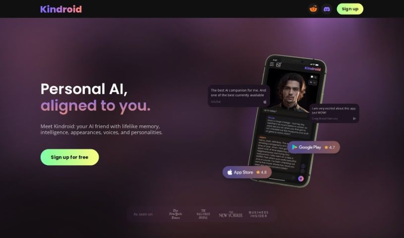 Screenshot of Kindroid