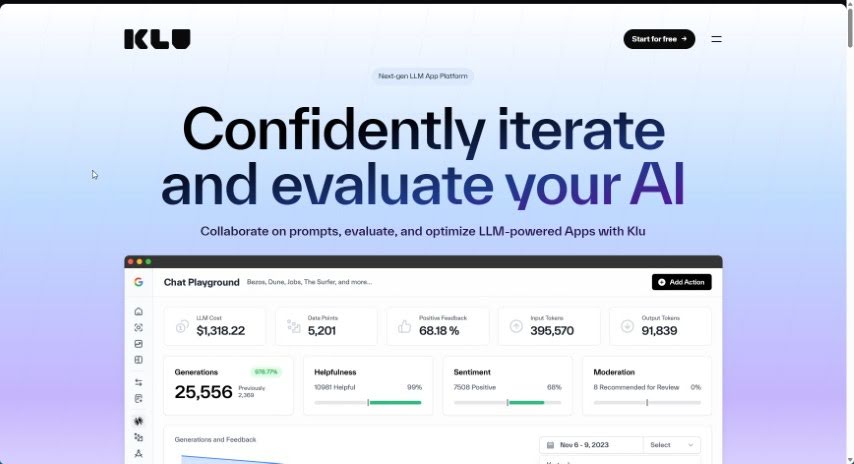 Screenshot of Klu AI