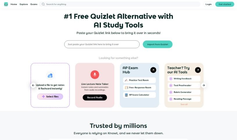 Screenshot of Knowt