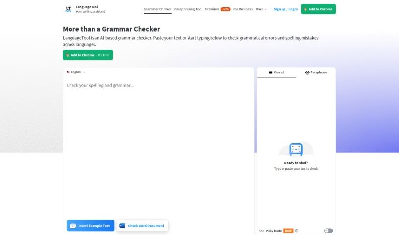 Screenshot of LanguageTool