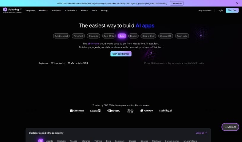 Screenshot of Lightning AI