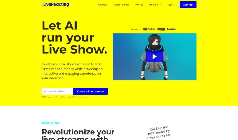 Screenshot of LiveReacting AI Host for live Streaming
