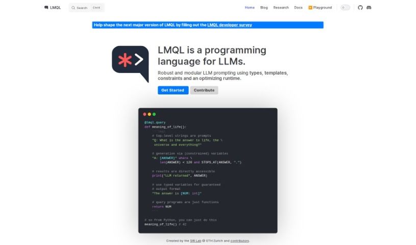 Screenshot of LMQL