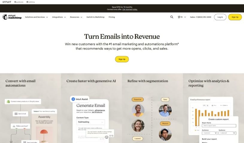 Screenshot of Mailchimp