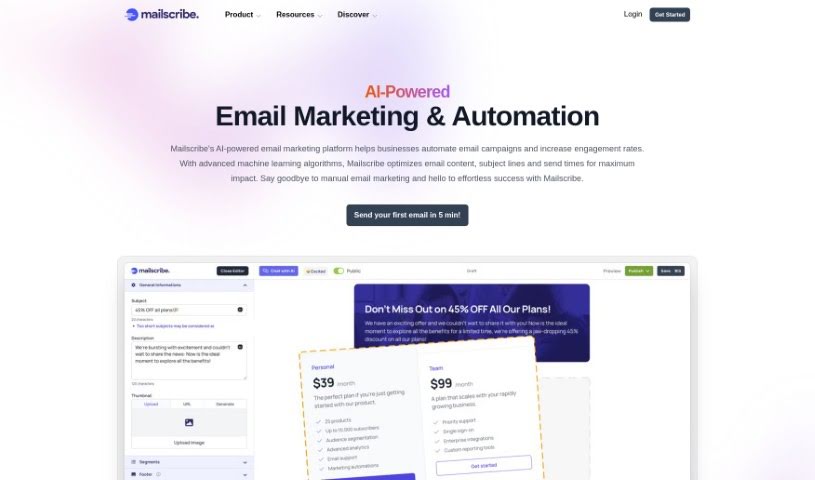 Screenshot of Mailscribe