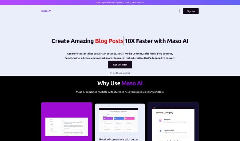 Screenshot of Maso AI
