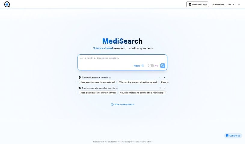 Screenshot of MediSearch