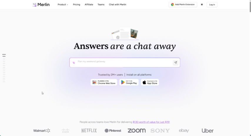 Screenshot of Merlin AI