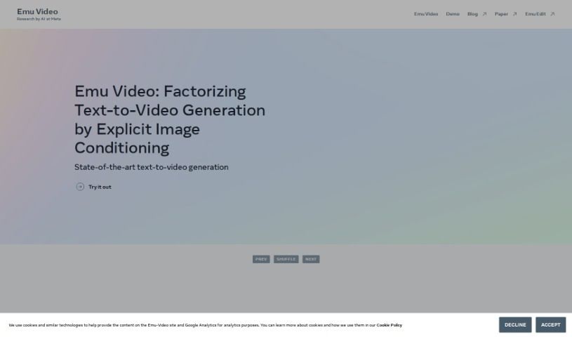 Screenshot of Meta Emu Video