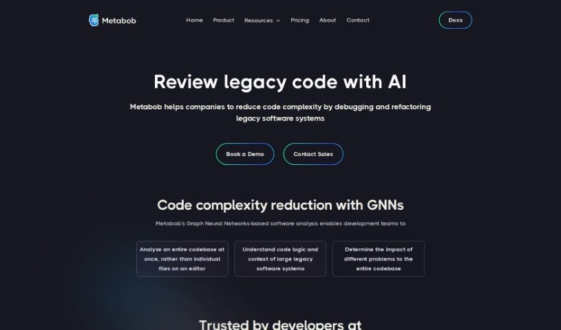 Screenshot of Metabob