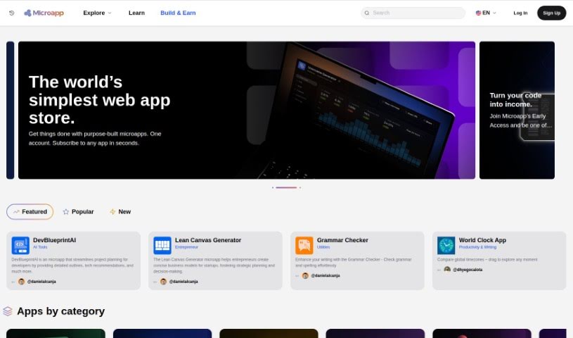 Screenshot of Microapp.io