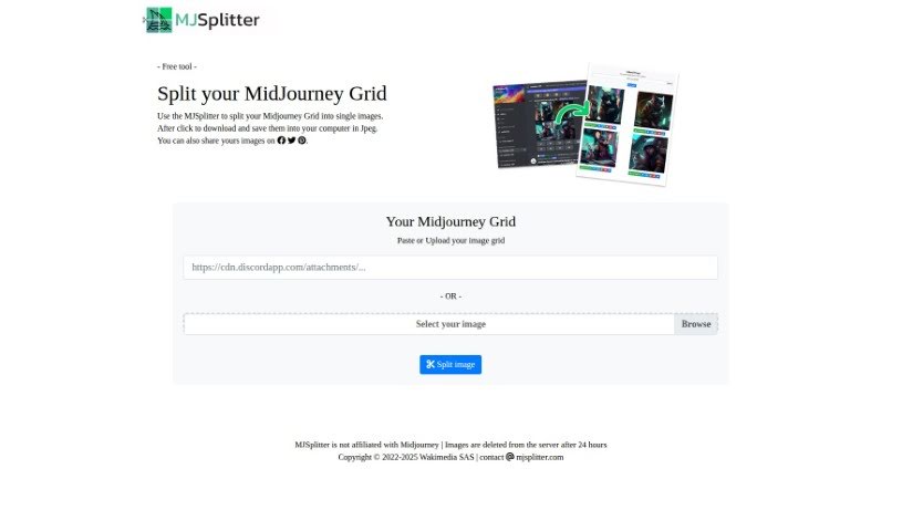 Screenshot of Midjourney Grid Splitter