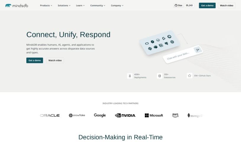 Screenshot of MindsDB