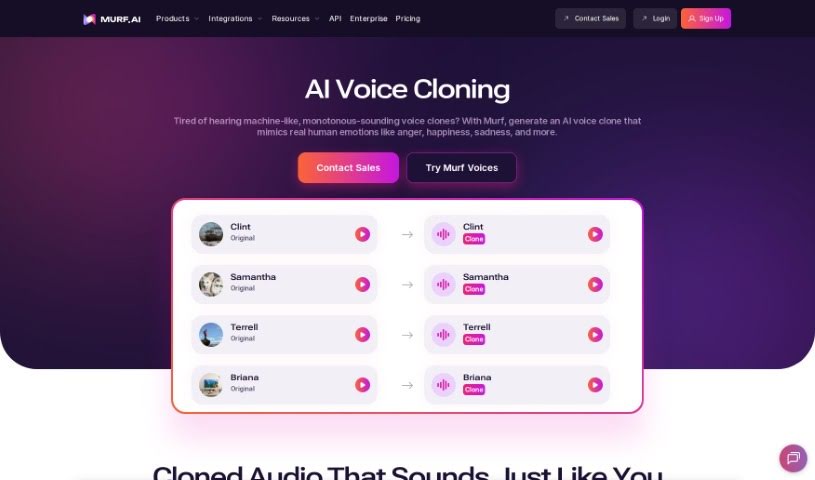 Screenshot of Murf AI Voice Cloning