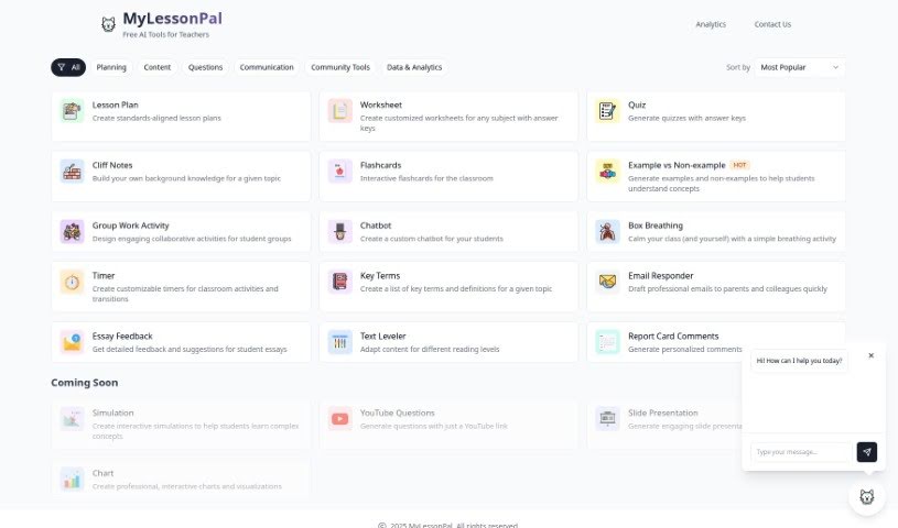 Screenshot of MyLessonPal