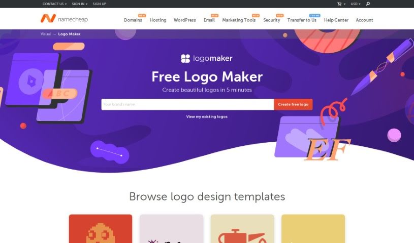 Screenshot of Namecheap Logo Maker