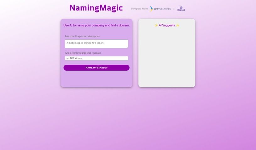 Screenshot of Naming Magic