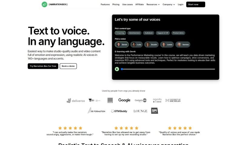 Screenshot of Narration Box