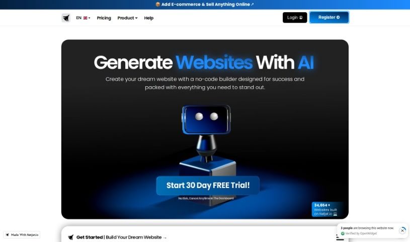 Screenshot of Netjet.io