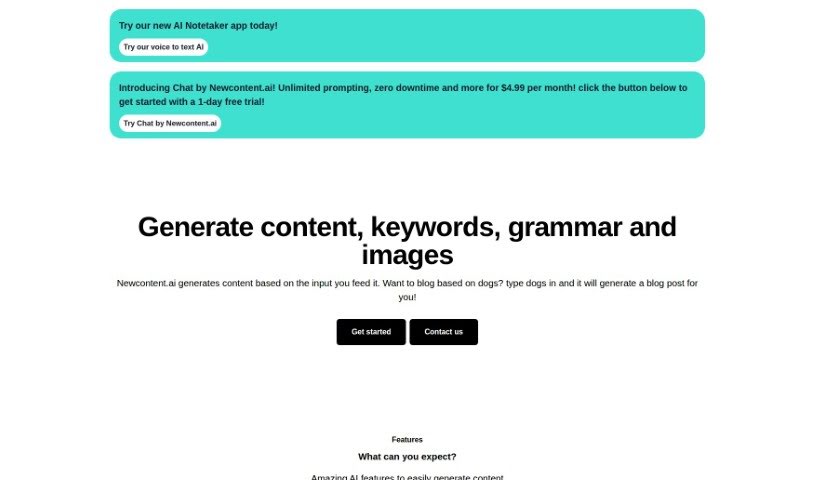 Screenshot of Newcontent.ai