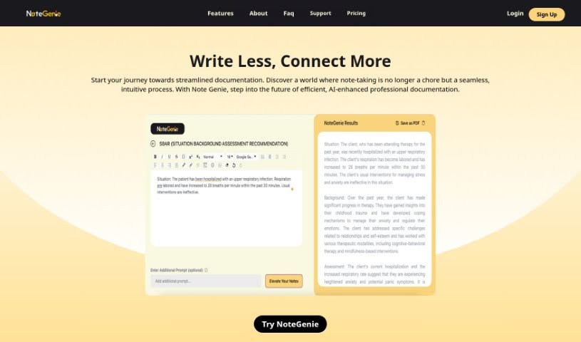 Screenshot of NoteGenie