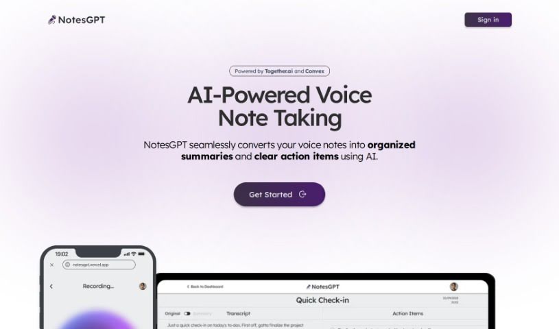 Screenshot of Notesgpt